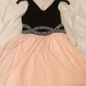 Black and blush pink dress with a little dazzle